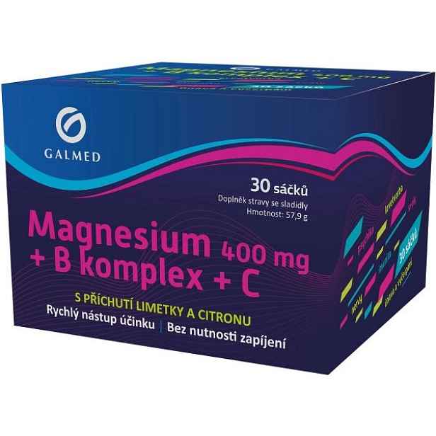 GALMED MAGNESIUM 400 MG + B KOMPLEX + C 30 SÁČKŮ Minerální doplněk