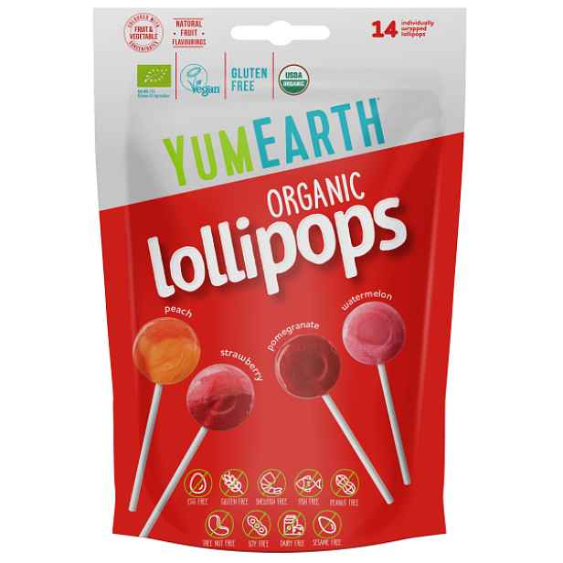 YUMEARTH BIO FRUIT LOLLIPOPS Ovocná lízátka
