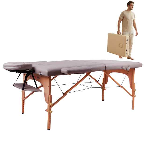 Masážní lehátko inSPORTline Taisage 186x70x62-84 cm 2-dílné dřevěné