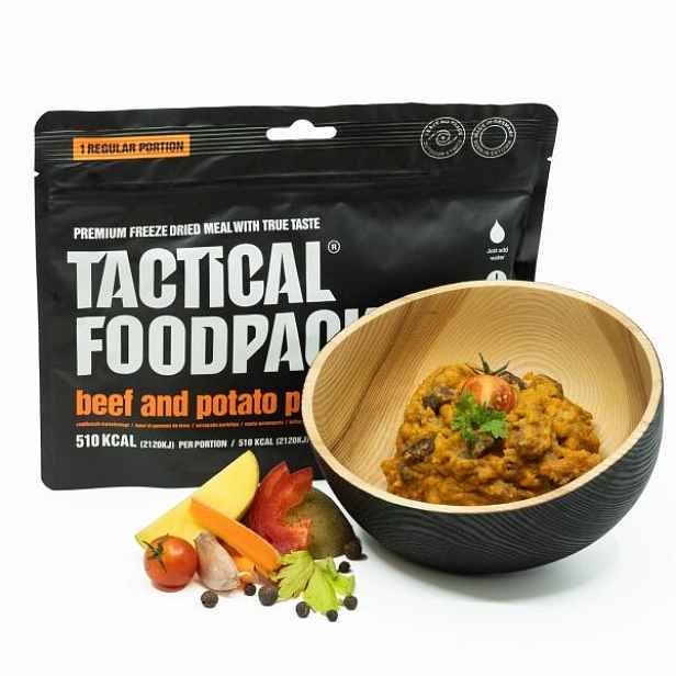 TACTICAL FOODPACK HOVĚZÍ GULÁŠ BRAMBORAMI A ZELENINOU 140 G Dehydrované jídlo