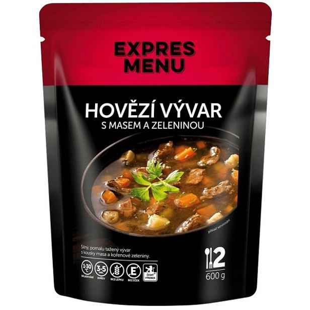 EXPRES MENU HOVĚZÍ VÝVAR SE ZELENINOU - 2 PORCE Hotová polévka