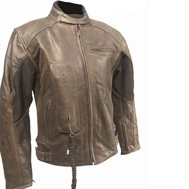 Airbagová bunda Helite Roadster Vintage kožená, mechanická s trhačkou