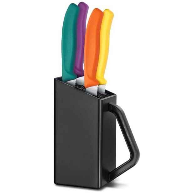 VICTORINOX SWISS CLASSIC 5KS Blok a 4 ks nůž na steak a pizzu, mix