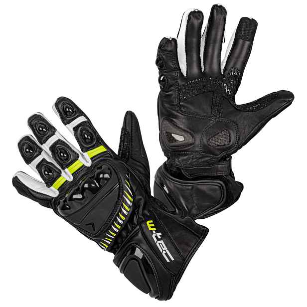 Moto rukavice W-TEC Evolation černo-bílo-fluo