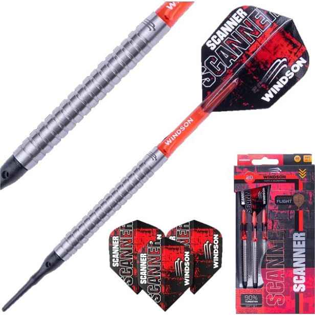 Windson SCANNER 20 G Set wolframových šipek s plastovými hroty, mix