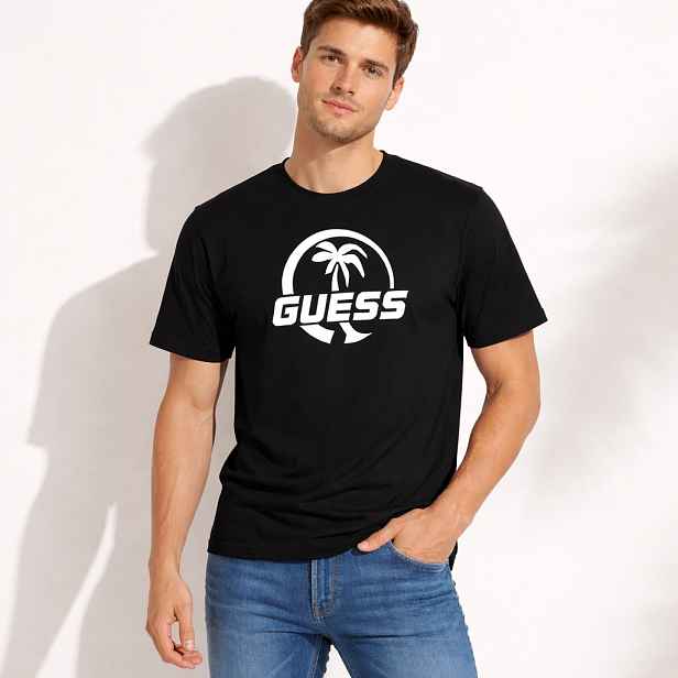 Guess cn ss logo palm t-shirt l