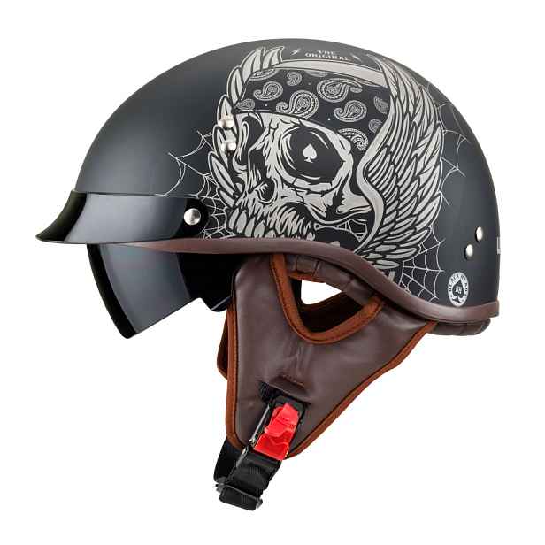 Retro přilba W-TEC Heart Longroad Wings Skull (53-54)
