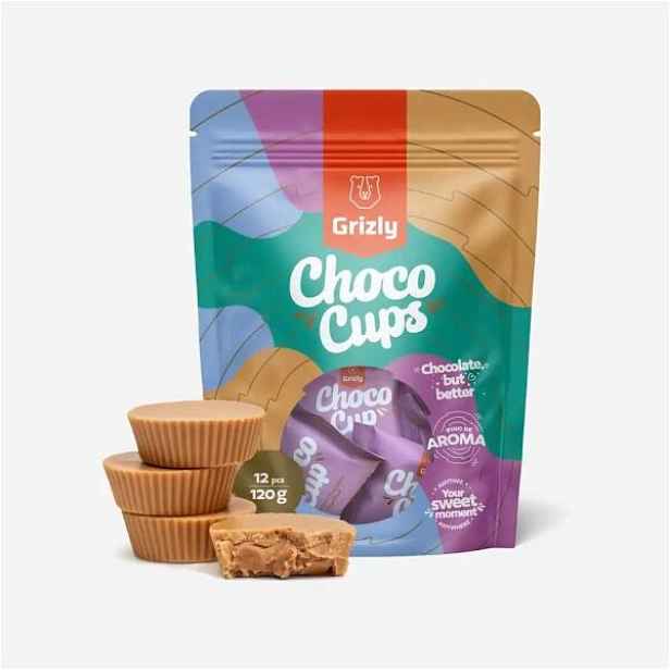 GRIZLY CHOCO CUPS KARAMELOVÁ ČOKOLÁDA & LÍSKOOŘÍŠKOVÝ KRÉM Čokoláda