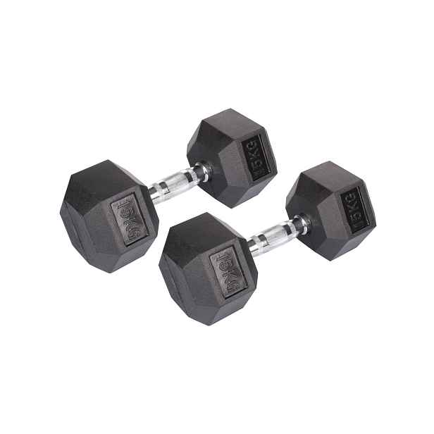 Hex Rubber Dumbbell činka 1 pár, 15 kg