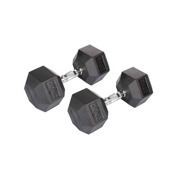 Hex Rubber Dumbbell činka 1 pár, 20 kg