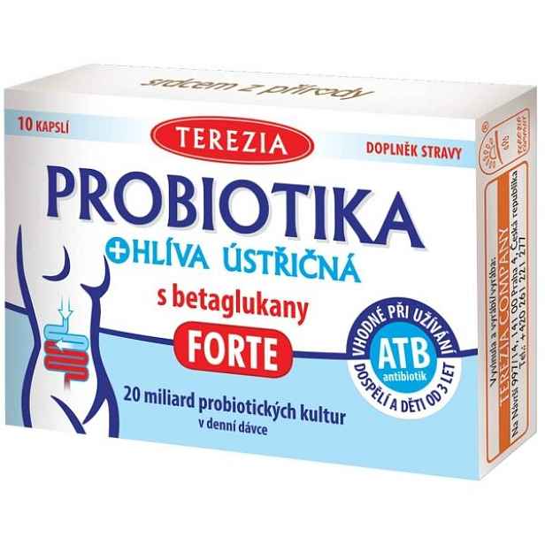 TEREZIA PROBIOTIKA + HLÍVA ÚSTŘIČNÁ BETAGLUKANY FORTE 10 CAPS Doplněk stravy