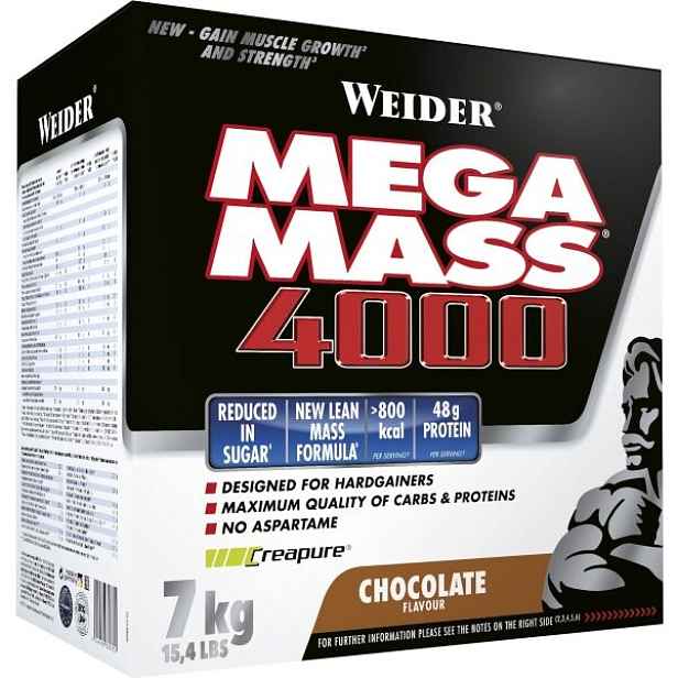 WEIDER MEGA MASS 4000, 7000G, CHOCOLATE Sacharidový gainer , KG