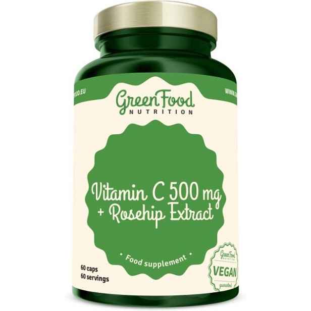 GREENFOOD VITAMIN C 500MG+ROSEHIP EXTRACT 60CPS Vitamíny
