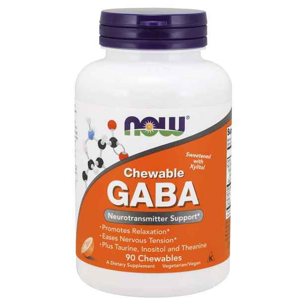 NOW Foods GABA žvýkací tablety s pomerančovou příchutí