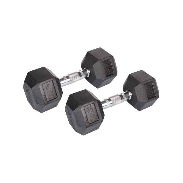 Hex Rubber Dumbbell činka 1 pár, 22,5 kg
