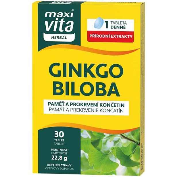 MAXI VITA HERBAL GINKGO BILOBA 30 TAB Doplněk stravy