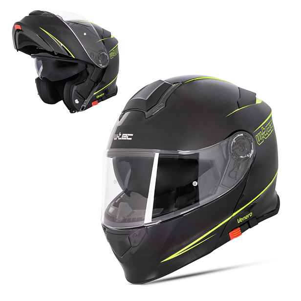 Výklopná přilba W-TEC Venero Glossy -Neon (53-54)