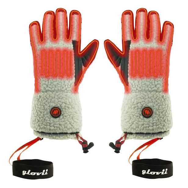 Vyhřívané rukavice ve stylu shearling Glovii GS3 2x2100 mAh béžovo