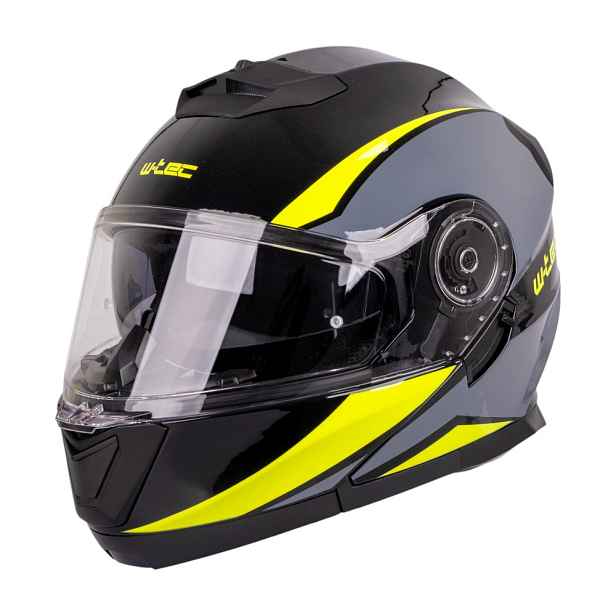 Výklopná přilba W-TEC Banelmeda šedo-černo-fluo (53-54)