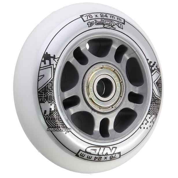 Sestava bílých PU koleček 76x24 + ložiska ABEC7 NILS EXTREME
