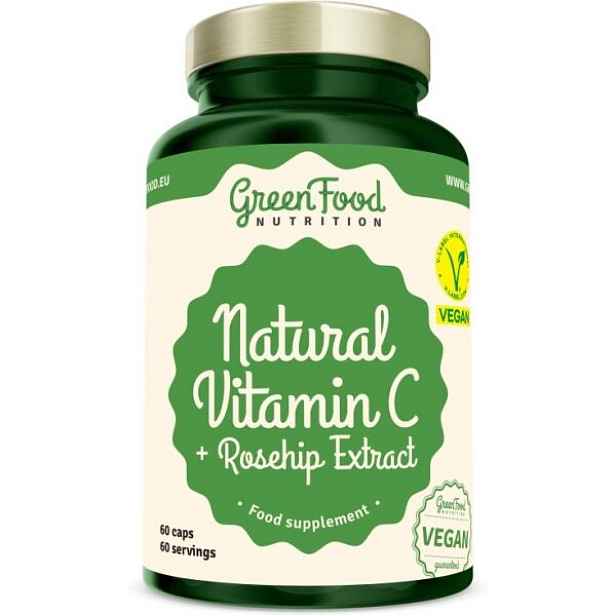GREENFOOD NATURAL VITAMIN C + ROSEHIP EXTRACT 60CPS Vitamíny