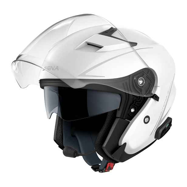 Moto přilba s headsetem SENA Outstar lesklá (59-60)