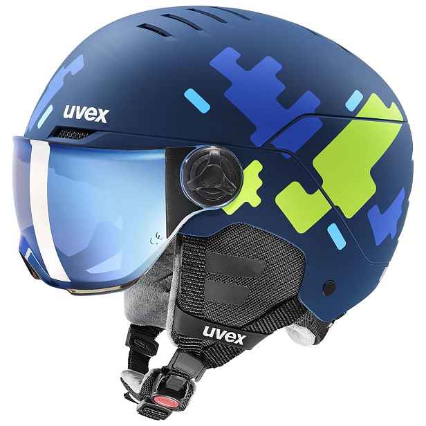 Dětská lyžařská přilba Uvex Rocket jr visor - puzzle matt Velikost: 51-55