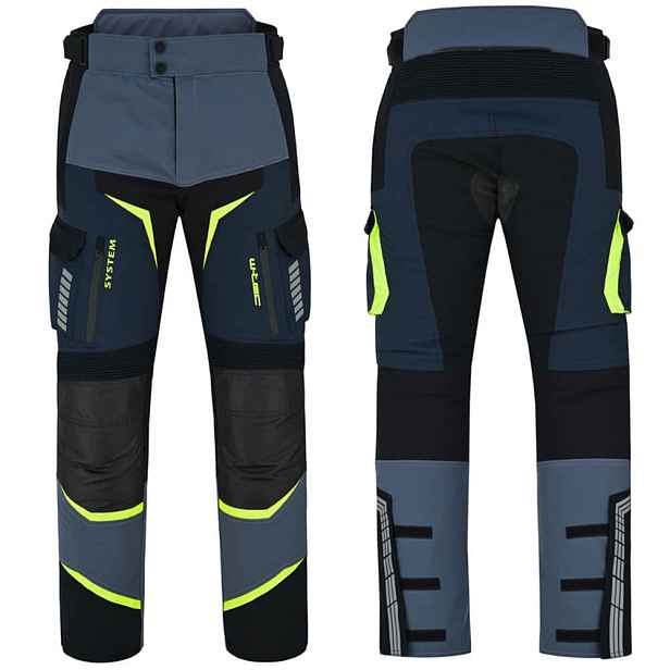Moto kalhoty W-TEC Modock černo-modro-fluo