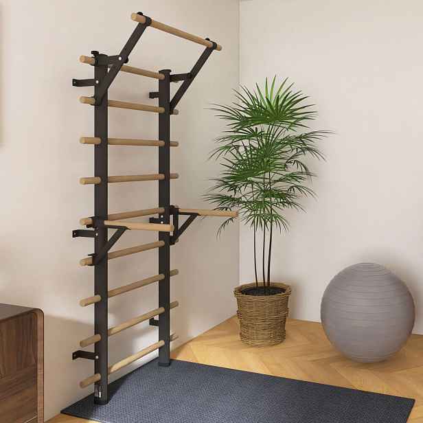Žebřiny inSPORTline Wootamax 220x80 cm s hrazdou a bradly