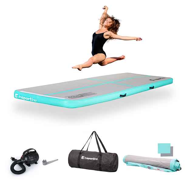 Airtrack inSPORTline Airstunt 300x100x10 cm bílo- s elektrickou pumpou
