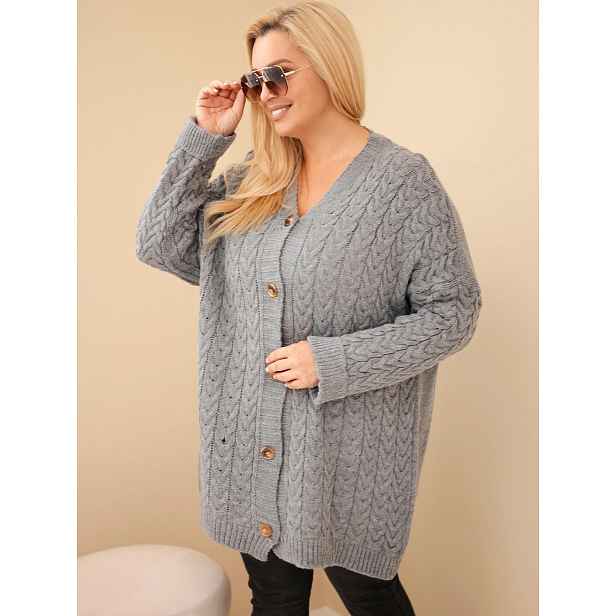 Kesi dámský Plus Size cardigan na knoflíky