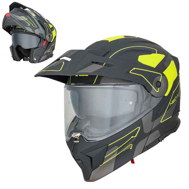 Výklopná moto přilba 3v1 W-TEC Neovu Graphic -fluo (53-54)