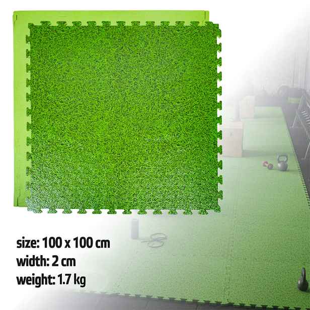 Puzzle tatami podložka inSPORTline Zemalpro 100x100x2 cm motiv trávníku