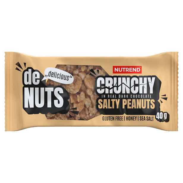 Tyčinka Nutrend DeNuts Crunchy 40g slané arašídy v hořké čokoládě