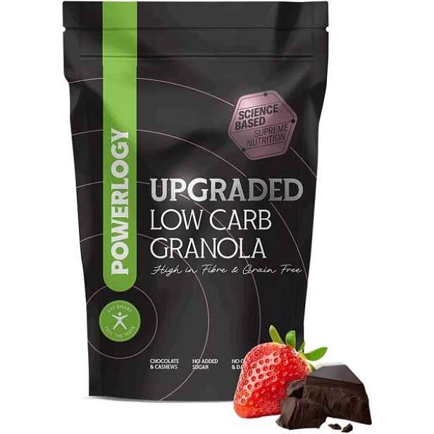POWERLOGY UPGRADED LOW CARB GRANOLA 350 G ČOKOLÁDA-JAHODA Nízkosacharidová granola , G