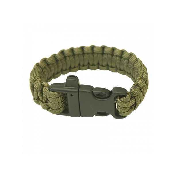Yate HIGHLANDER Paracord Náramek - trojzubec, píšťalka olivová Křesadlo, píšťalka
