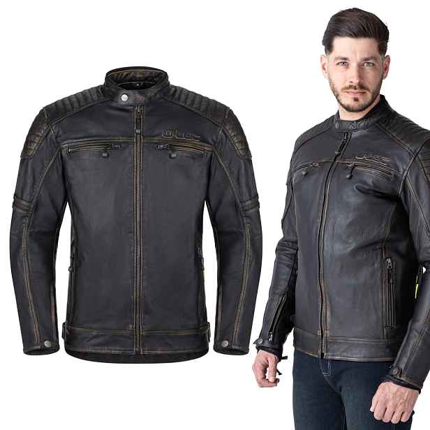 Kožená moto bunda W-TEC Mungelli EVO vintage černo