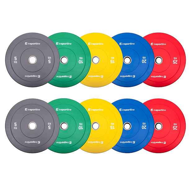 Sada 2x5ks gumových kotoučů inSPORTline Bumper Plate Go 2x 5-25 kg 50 mm