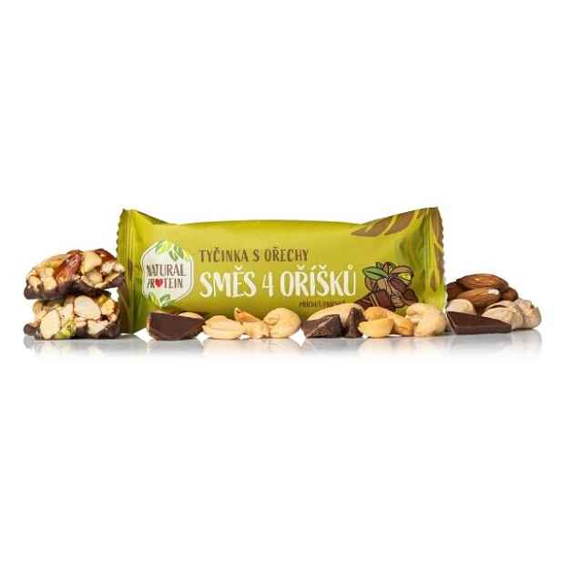 NATURAL PROTEIN OŘECHOVÁ TYČINKA 4 OŘECHY G Doplněk stravy , G