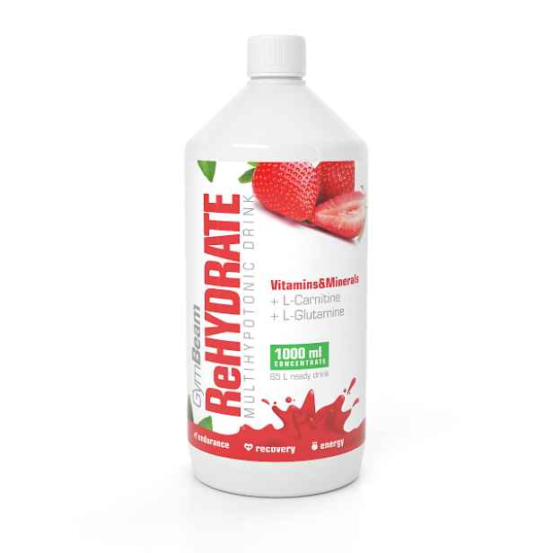 GymBeam REHYDRATE 1000 ML - JAHODA Iontový nápoj