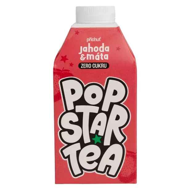 POPSTAR TEA JAHODA & MÁTA ZERO 0,5L Ledový čaj