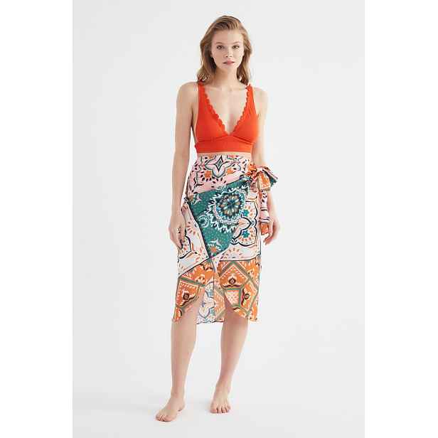 Trendyol Colorful Shawl Patterned Lacing Detailed Skirt