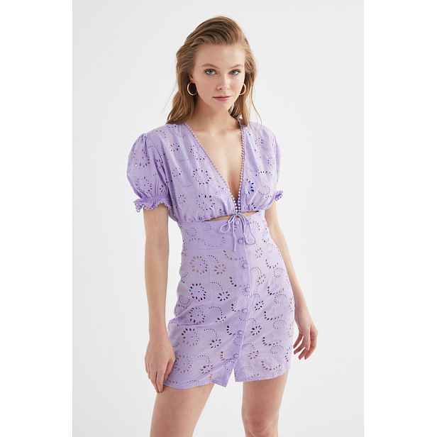 Trendyol Lilac Button Detailed Fisto Beach Dress