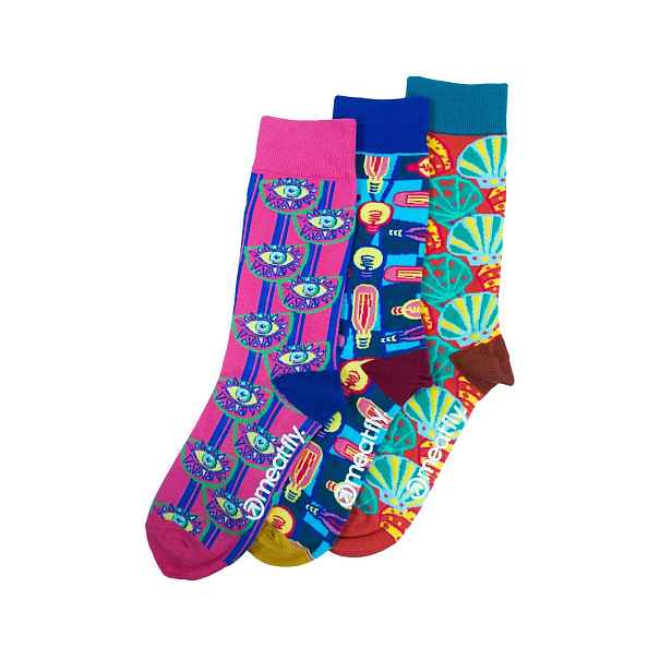 Meatfly ponožky Globe socks Triple Pack | Mnohobarevná
