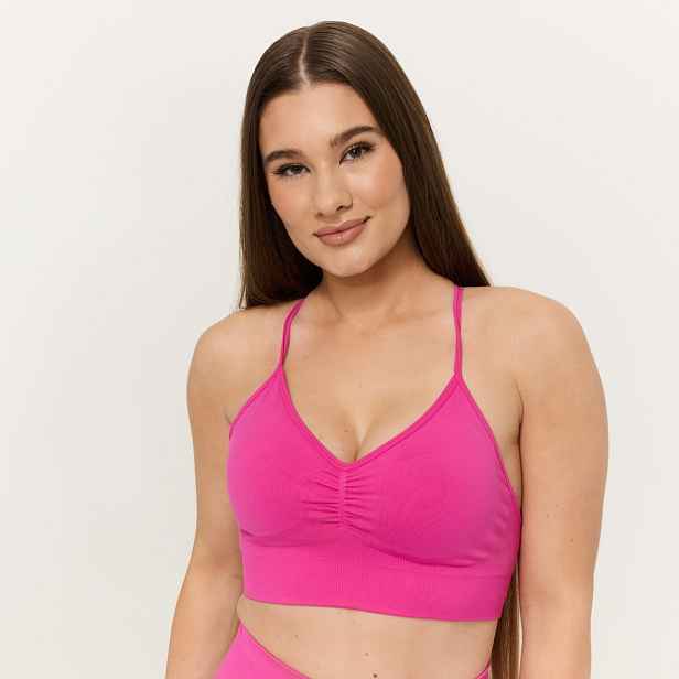 GymBeam Bezešvá sportovní podprsenka Sculpt Rose