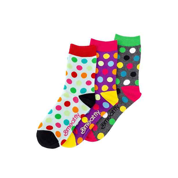 Meatfly ponožky Light Regular Dots socks Triple Pack | Mnohobarevná
