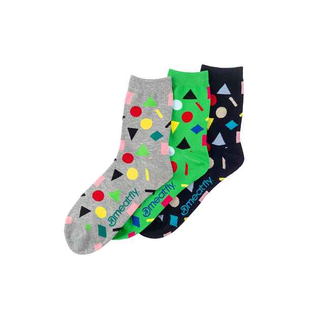 Meatfly ponožky Multi Shape socks Triple Pack | Mnohobarevná