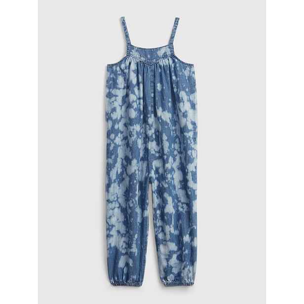 GAP Dětský overal tie-dye denim jumpsuit with Washwell - Holky