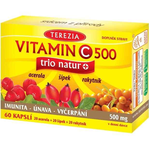 TEREZIA VITAMIN C 500MG TRIO NATUR+ 60 CAPS Vitamínový doplněk