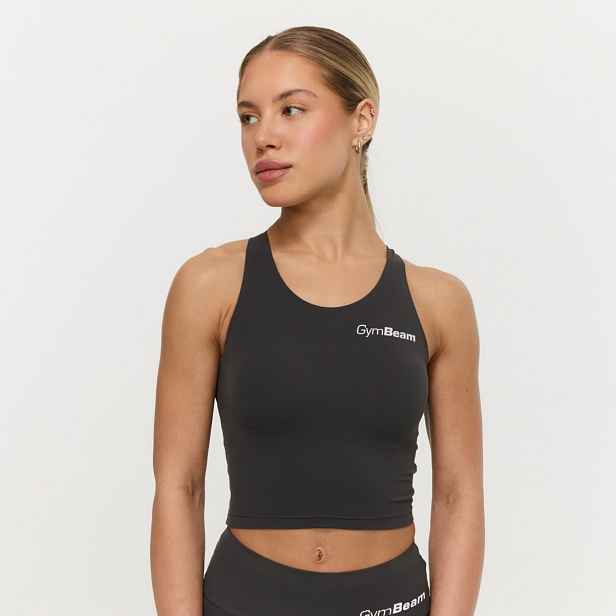 GymBeam Dámský sportovní top BEAT Charcoal